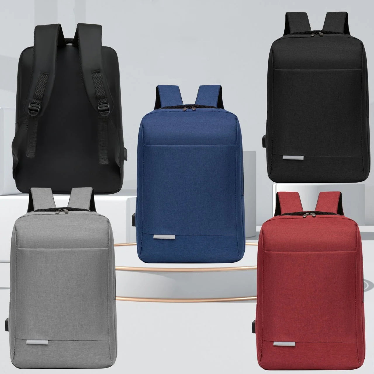 JMT-394634 Customizable Waterproof Laptop Backpack with USB Charging Port for Men, Polyester Business Rucksack with Zipper Closure