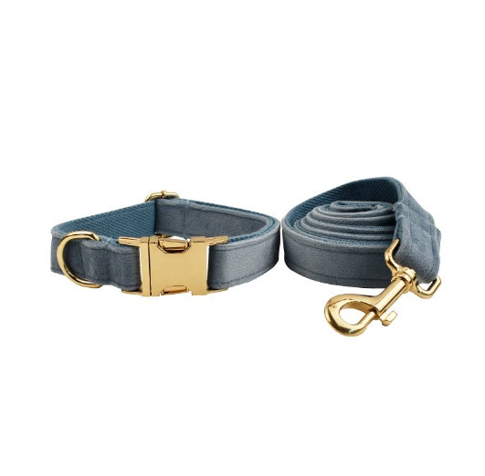 JMT-394954 Velvet Pet Collar and Leash Set with Bow Tie - Adjustable Sizes XS to XL