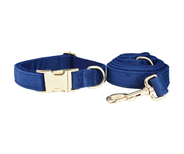 JMT-394954 Velvet Pet Collar and Leash Set with Bow Tie - Adjustable Sizes XS to XL