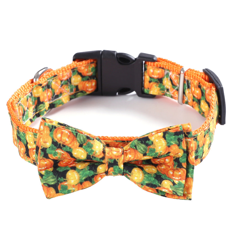 JMT-395274 Geometric Pattern Cat Collar Holiday Ornaments in Black Ghost, Yellow Pumpkin, and Black Skull