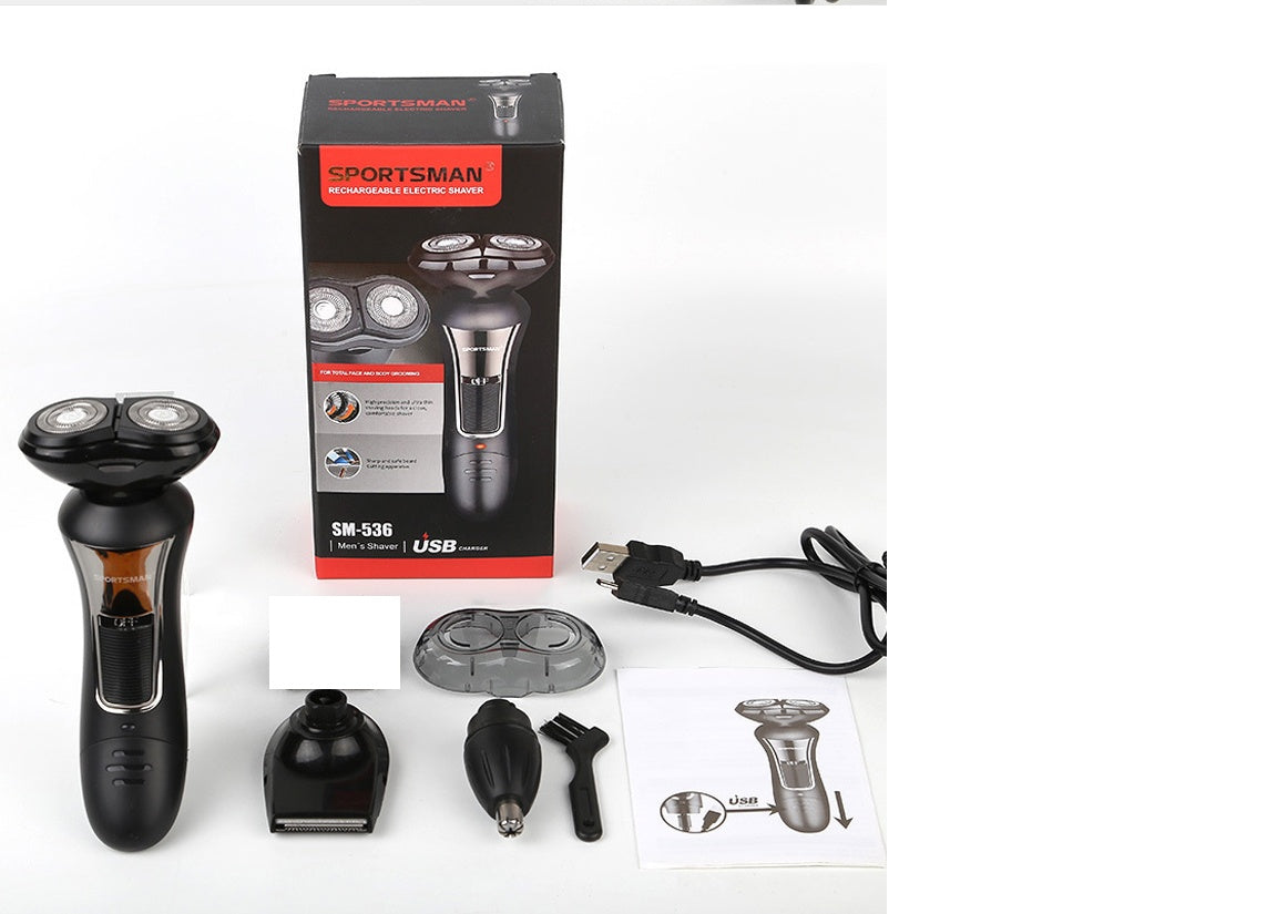 JMT-395850 3-in-1 Rechargeable Electric Rotary Shaver with Floating Cutting Heads for Comfortable Shaving