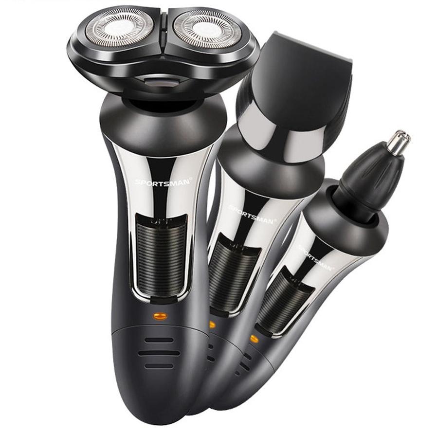 JMT-395850 3-in-1 Rechargeable Electric Rotary Shaver with Floating Cutting Heads for Comfortable Shaving