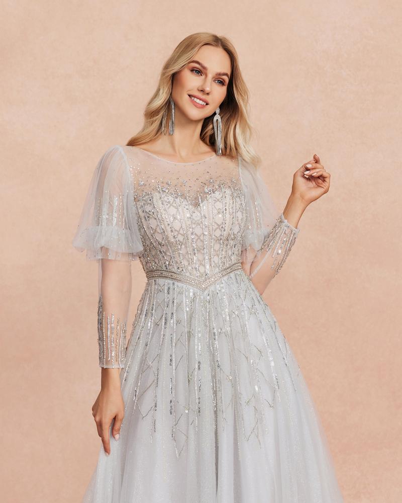 JMT-395850 Elegant Silver Evening Gown for Women - Stylish Floor-Length Dress with Sophisticated Design