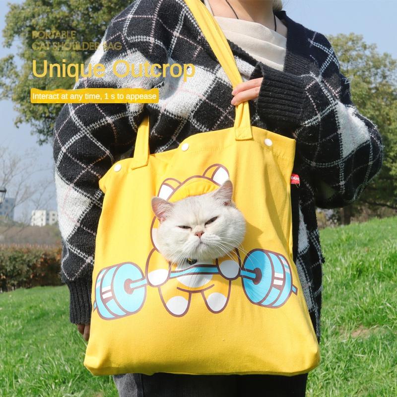 JMT-395850 Portable Canvas Pet Carrier Bag for Cats and Dogs with Exposed Head Design, Ideal for Outdoor Travel