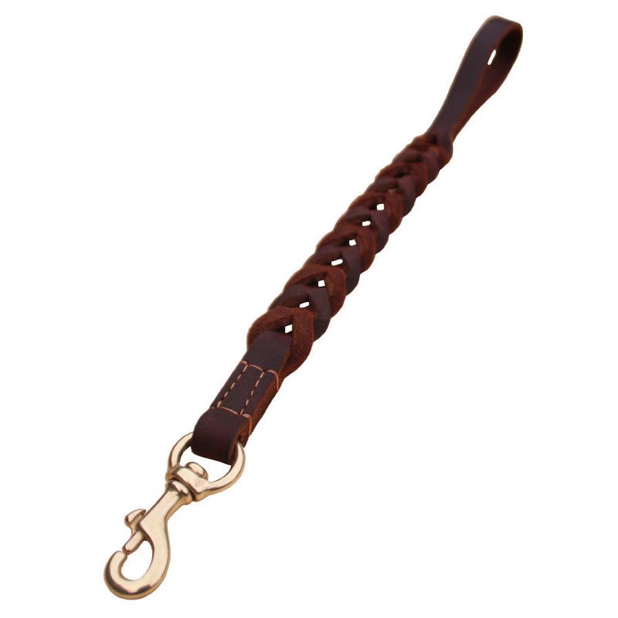 JMT-396106 Braided Real Leather Dog Leash for Medium and Large Dogs - 50cm Training Lead, Explosion-Proof Design