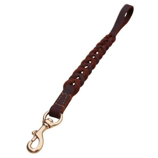 JMT-396106 Braided Real Leather Dog Leash for Medium and Large Dogs - 50cm Training Lead, Explosion-Proof Design