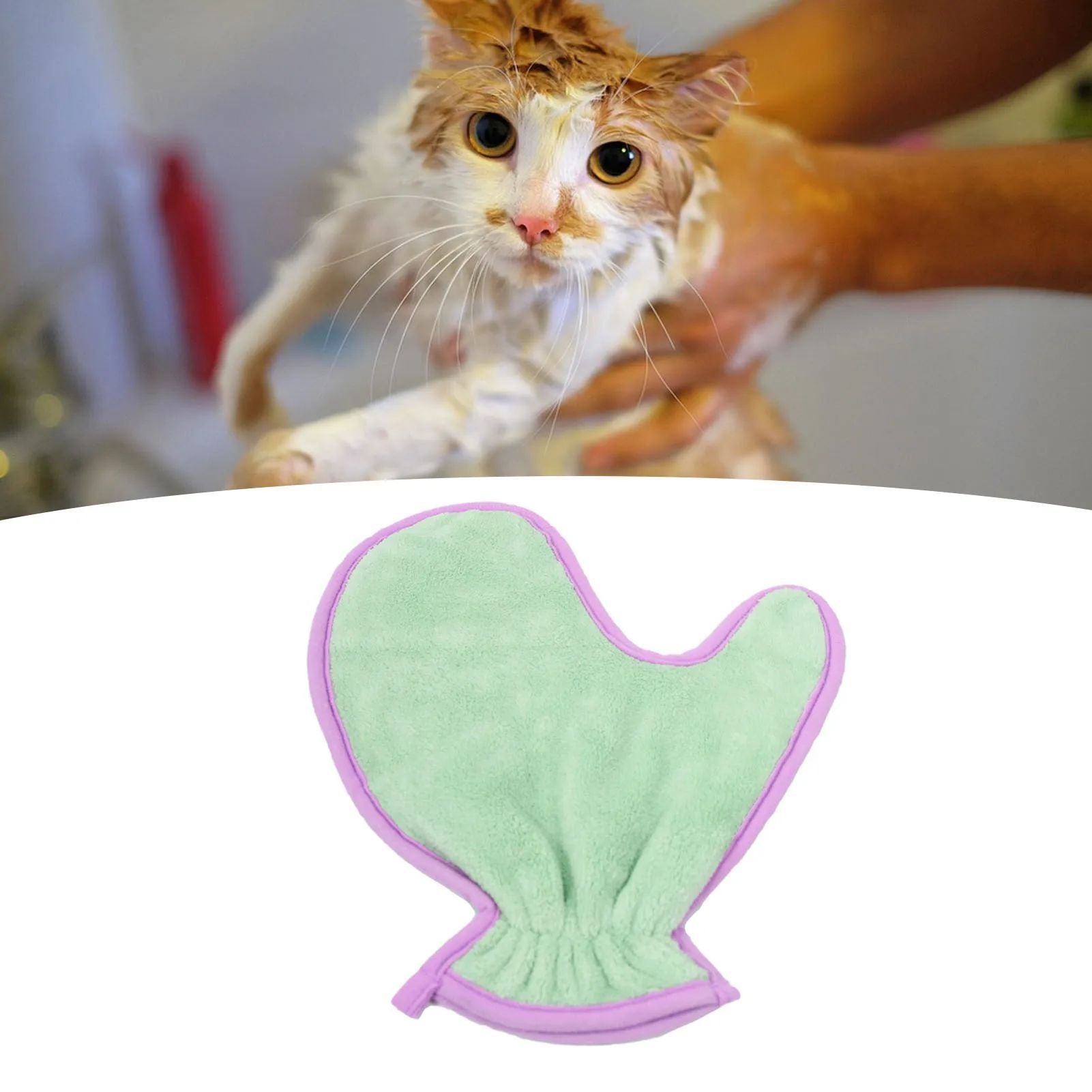 JMT-396234 Ultra-Soft Absorbent Pet Bath Towel Glove for Cats and Dogs - Lightweight Fiber Cleaning Tool