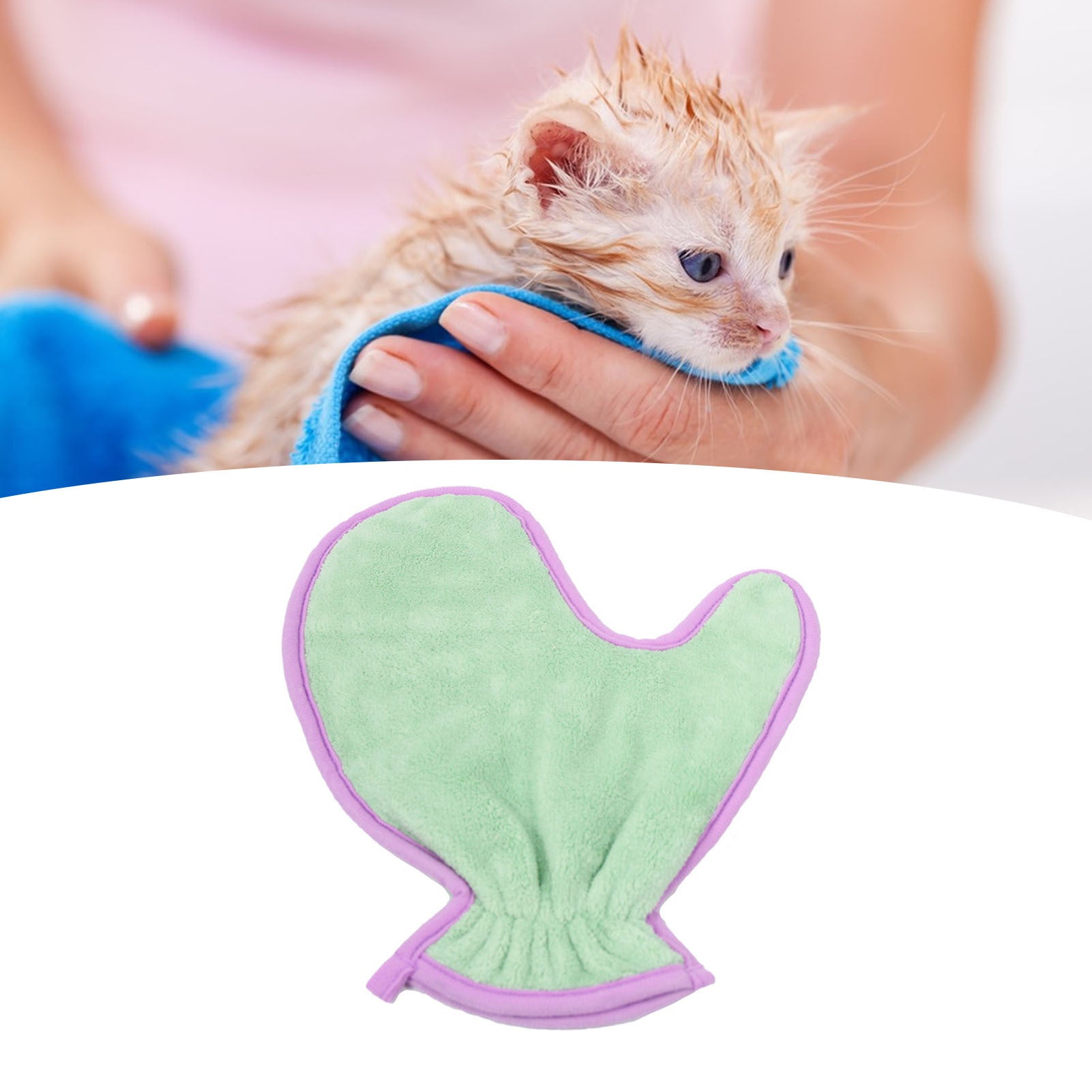 JMT-396234 Ultra-Soft Absorbent Pet Bath Towel Glove for Cats and Dogs - Lightweight Fiber Cleaning Tool
