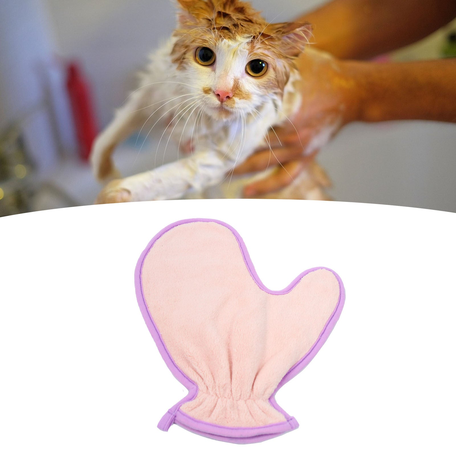 JMT-396234 Ultra-Soft Absorbent Pet Bath Towel Glove for Cats and Dogs - Lightweight Fiber Cleaning Tool