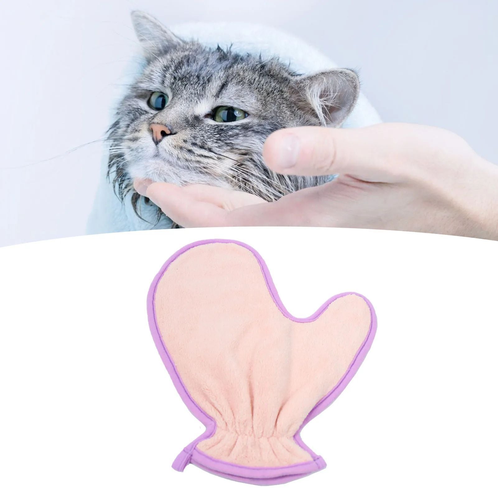 JMT-396234 Ultra-Soft Absorbent Pet Bath Towel Glove for Cats and Dogs - Lightweight Fiber Cleaning Tool