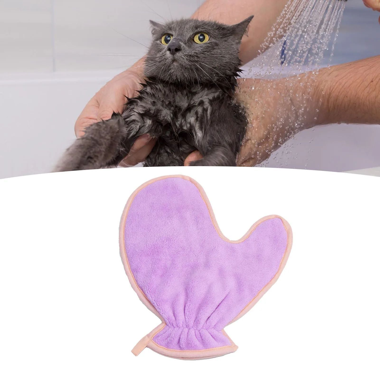 JMT-396234 Ultra-Soft Absorbent Pet Bath Towel Glove for Cats and Dogs - Lightweight Fiber Cleaning Tool