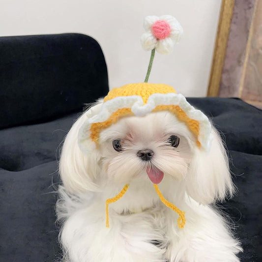 JMT-396426 Knit Cat and Dog Hat for Pets - Cute Cartoon Design, Warm Soft Fabric, Ideal for Halloween and Holiday Costumes