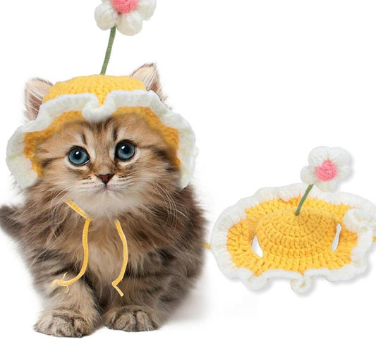 JMT-396426 Knit Cat and Dog Hat for Pets - Cute Cartoon Design, Warm Soft Fabric, Ideal for Halloween and Holiday Costumes