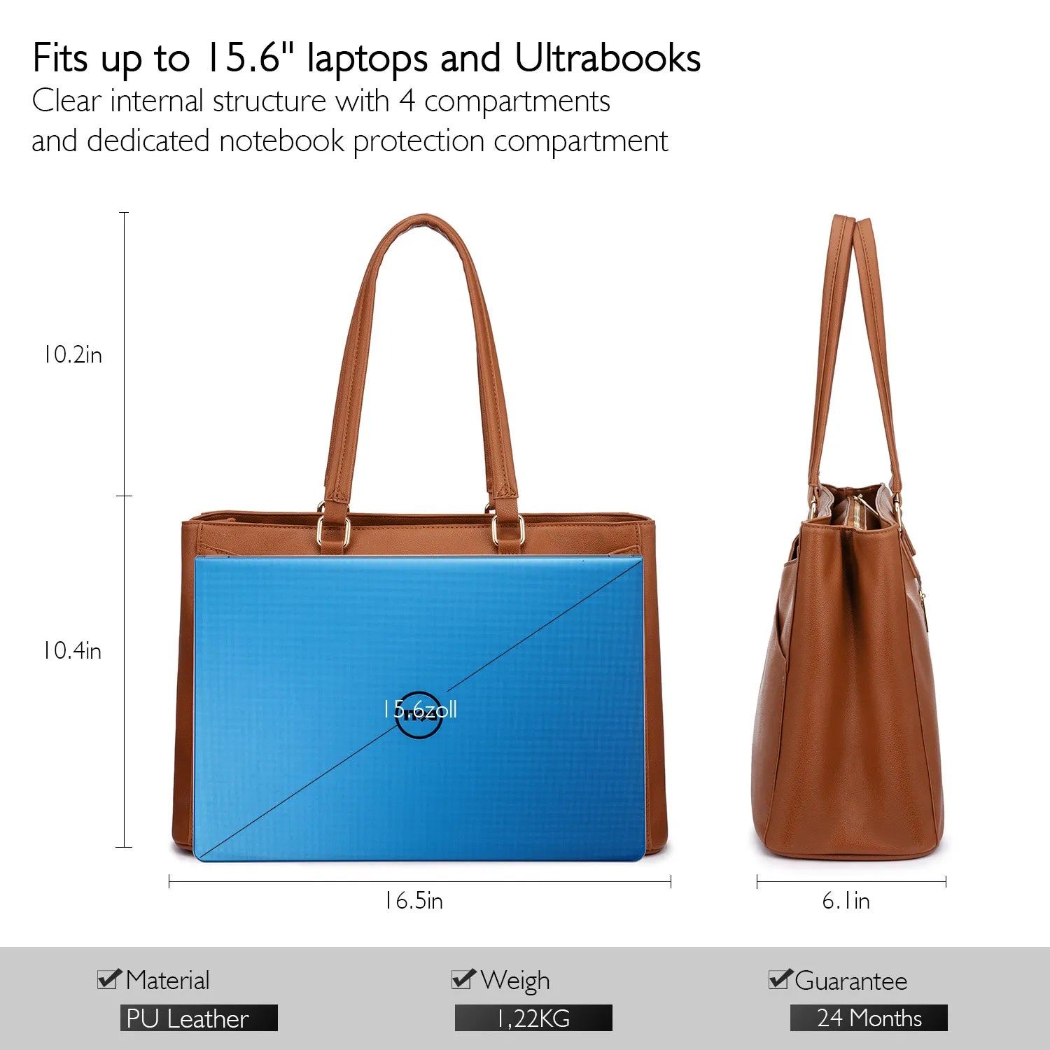 JMT-396426 Stylish 15.6 Inch Women's Laptop Handbag for Office and Business - Large Capacity Notebook Tote Bag