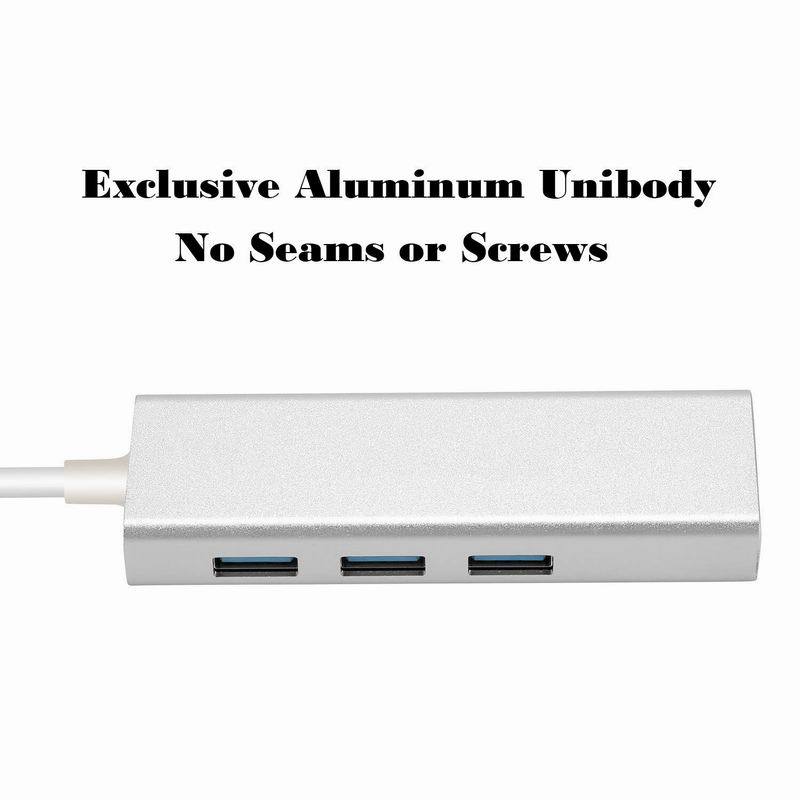 JMT-396874 USB 3.0 Gigabit Ethernet Adapter with 3-Port Hub for Mac, PC, and Chromebooks, 1000 Mbps Speed