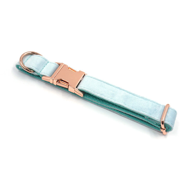 JMT-396938 Sapphire Velvet Pet Collar with Rose Gold Accents - Available in Multiple Sizes