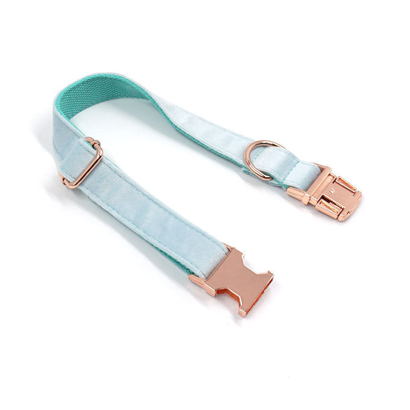 JMT-396938 Sapphire Velvet Pet Collar with Rose Gold Accents - Available in Multiple Sizes