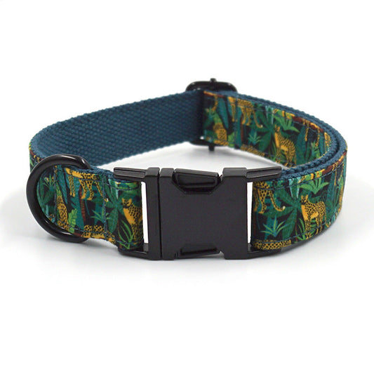 JMT-397258 Elegant Green Cloth Pet Collar with Bowknot and Leash Set