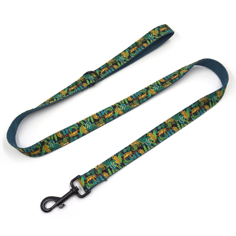 JMT-397258 Elegant Green Cloth Pet Collar with Bowknot and Leash Set