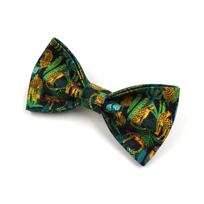 JMT-397258 Elegant Green Cloth Pet Collar with Bowknot and Leash Set