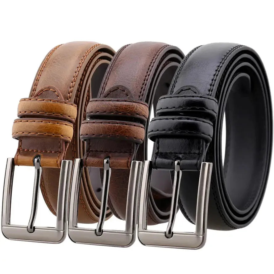 JMT-397514 Adjustable Casual Leather Belt with Pin Buckle for Men