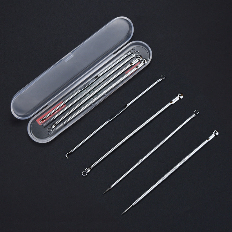 JMT-397898 4-Piece Carbon Steel Acne Needle Set for Blackhead and Pimple Removal