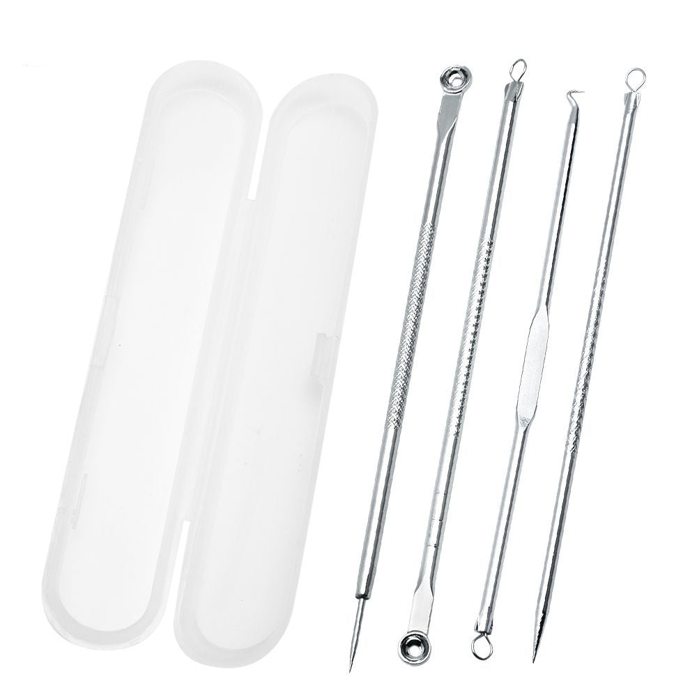 JMT-397898 4-Piece Carbon Steel Acne Needle Set for Blackhead and Pimple Removal