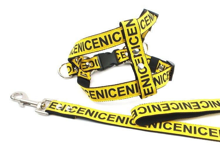 JMT-398090 Casual PET Polyester Dog Collar with Traction Leash - Available in Black, Red, Yellow, Sizes S, M, L