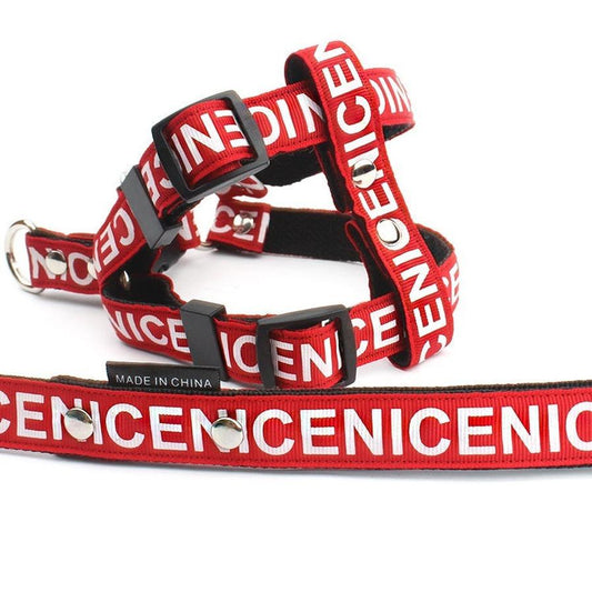 JMT-398090 Casual PET Polyester Dog Collar with Traction Leash - Available in Black, Red, Yellow, Sizes S, M, L