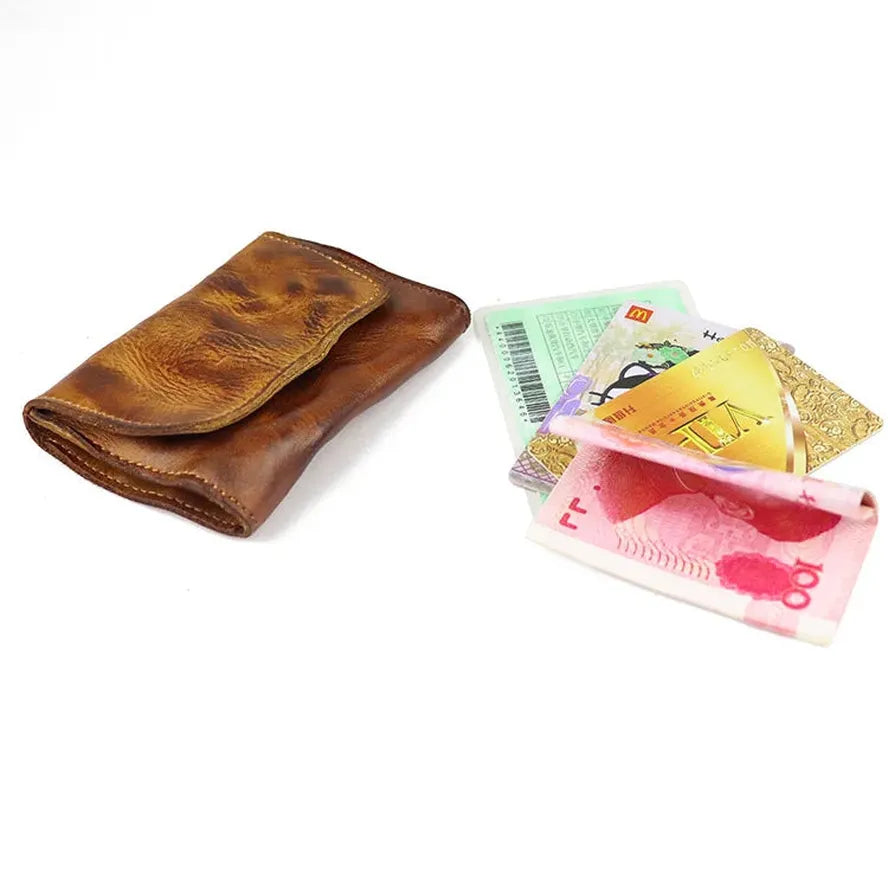 JMT-398282 Genuine Leather Retro Card Wallet with Hasp Closure in Multiple Colours