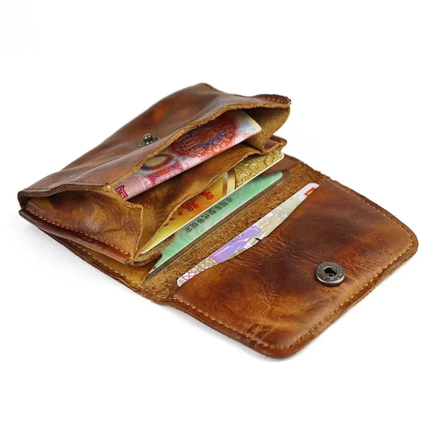 JMT-398282 Genuine Leather Retro Card Wallet with Hasp Closure in Multiple Colours