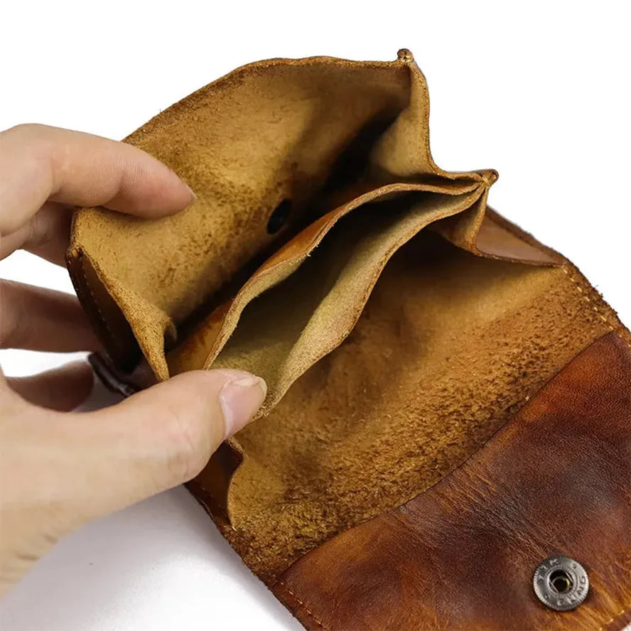 JMT-398282 Genuine Leather Retro Card Wallet with Hasp Closure in Multiple Colours