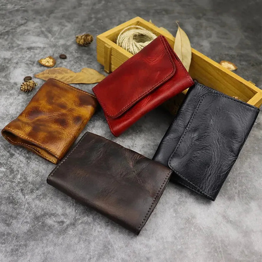 JMT-398282 Genuine Leather Retro Card Wallet with Hasp Closure in Multiple Colours