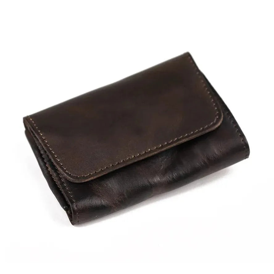 JMT-398282 Genuine Leather Retro Card Wallet with Hasp Closure in Multiple Colours