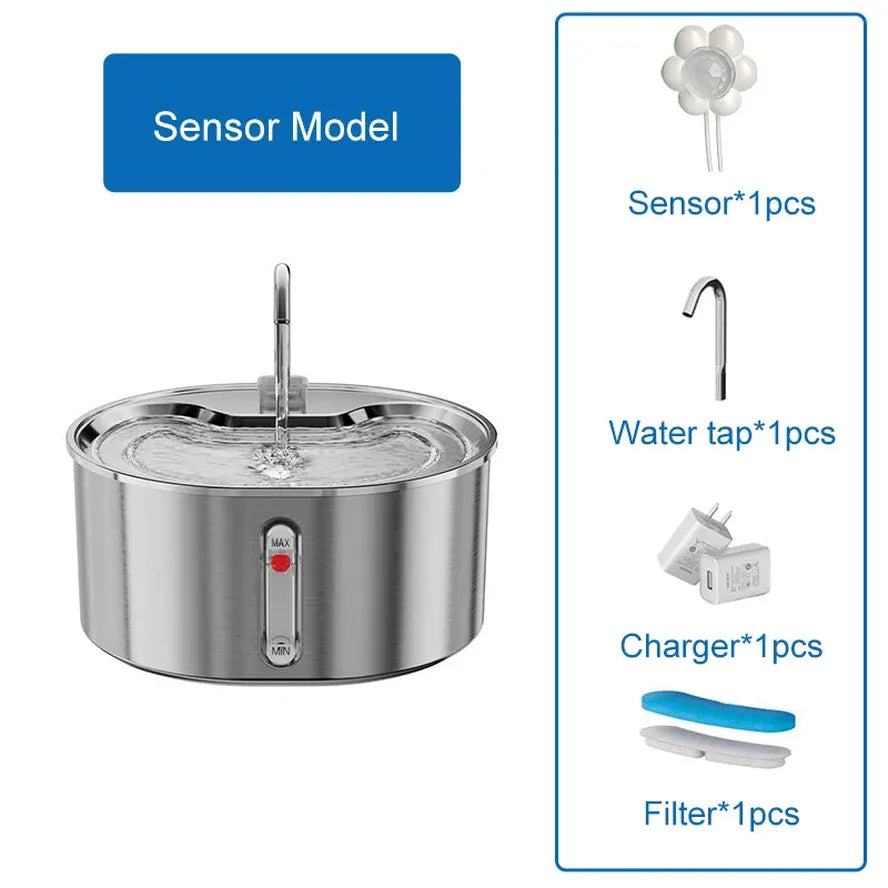 JMT-398282 Stainless Steel 3.2L Pet Water Fountain with Ultra-Quiet Pump and Replacement Filters