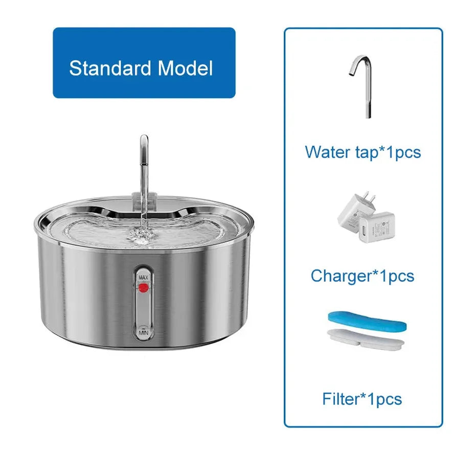 JMT-398282 Stainless Steel 3.2L Pet Water Fountain with Ultra-Quiet Pump and Replacement Filters