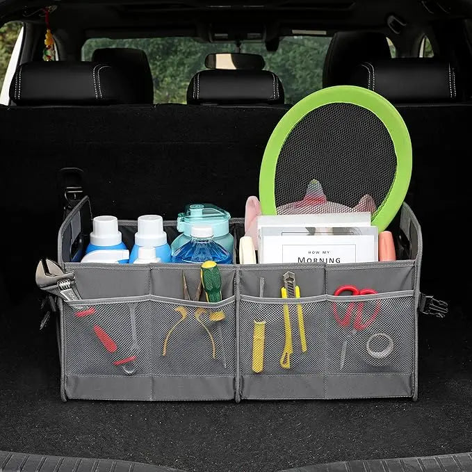 JMT-398538 Collapsible Multi-Compartment Car Trunk Organizer with Adjustable Straps