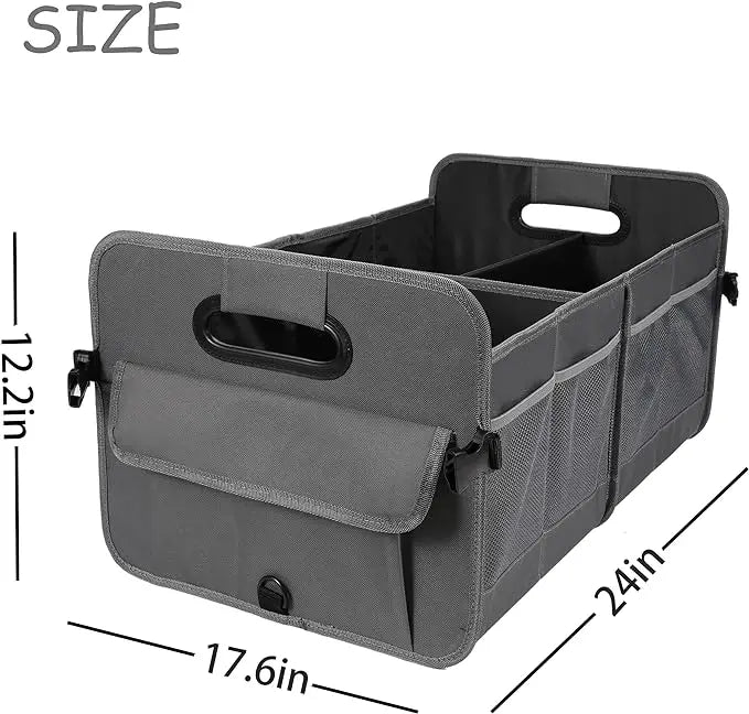 JMT-398538 Collapsible Multi-Compartment Car Trunk Organizer with Adjustable Straps