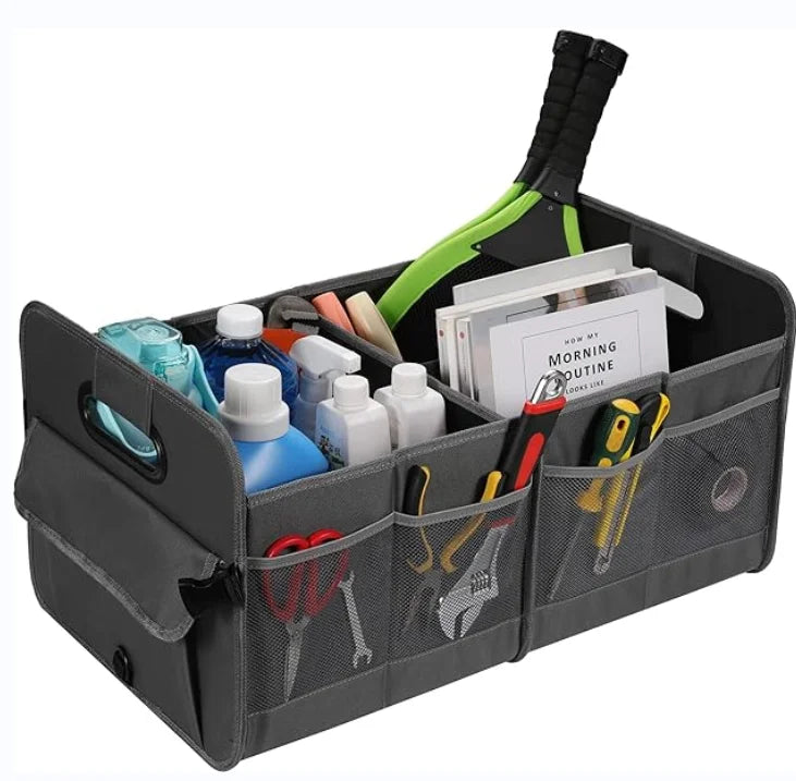 JMT-398538 Collapsible Multi-Compartment Car Trunk Organizer with Adjustable Straps