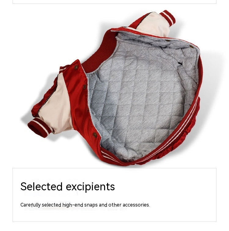 JMT-398538 Cotton-Padded Glossy Dog Jacket in Blue and Red – Multiple Sizes Available
