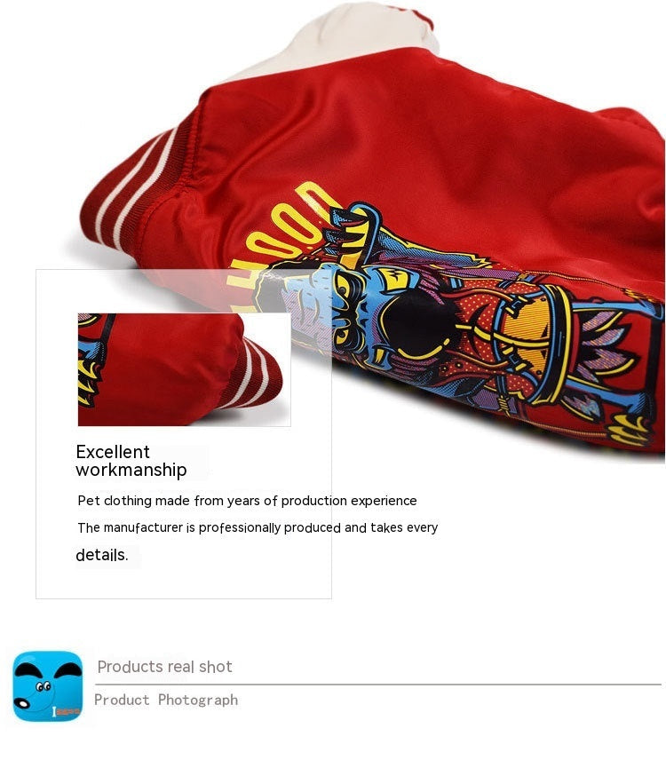 JMT-398538 Cotton-Padded Glossy Dog Jacket in Blue and Red – Multiple Sizes Available