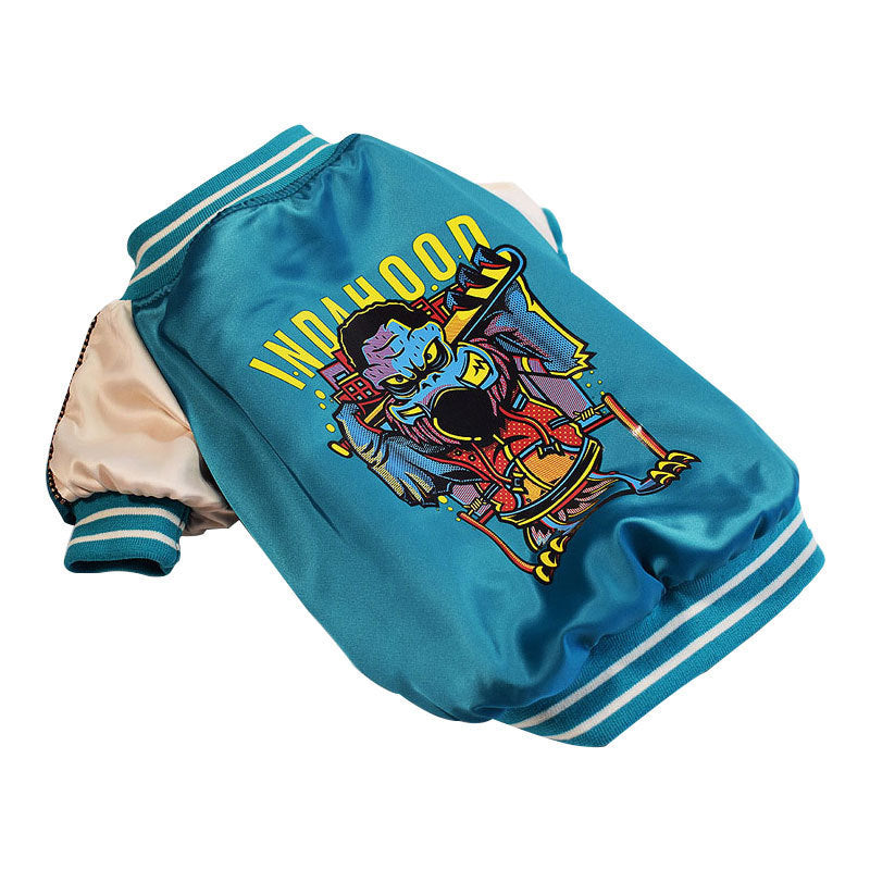 JMT-398538 Cotton-Padded Glossy Dog Jacket in Blue and Red – Multiple Sizes Available