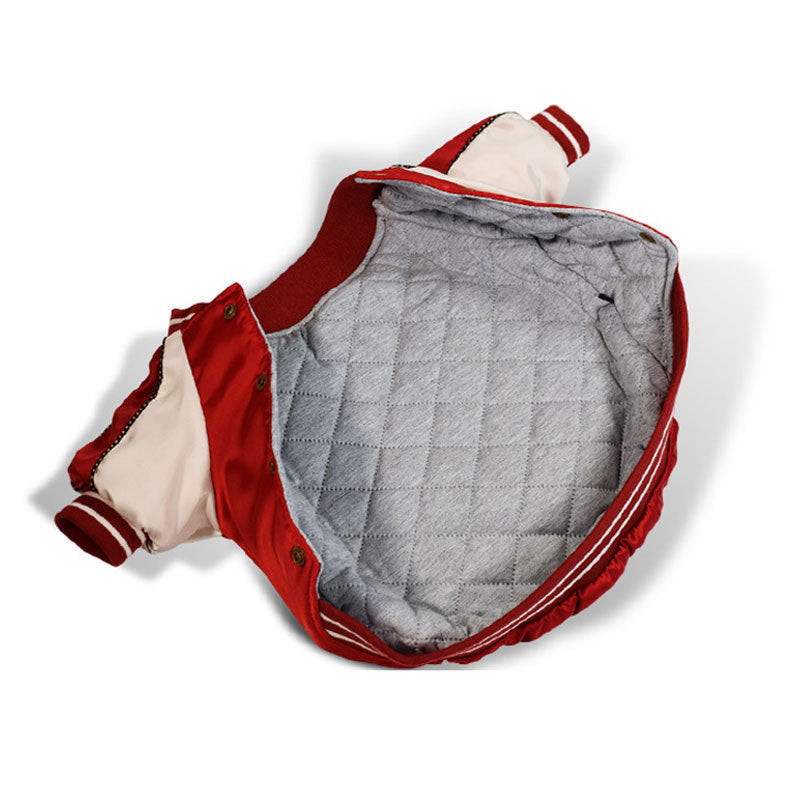 JMT-398538 Cotton-Padded Glossy Dog Jacket in Blue and Red – Multiple Sizes Available