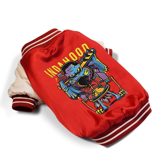 JMT-398538 Cotton-Padded Glossy Dog Jacket in Blue and Red – Multiple Sizes Available