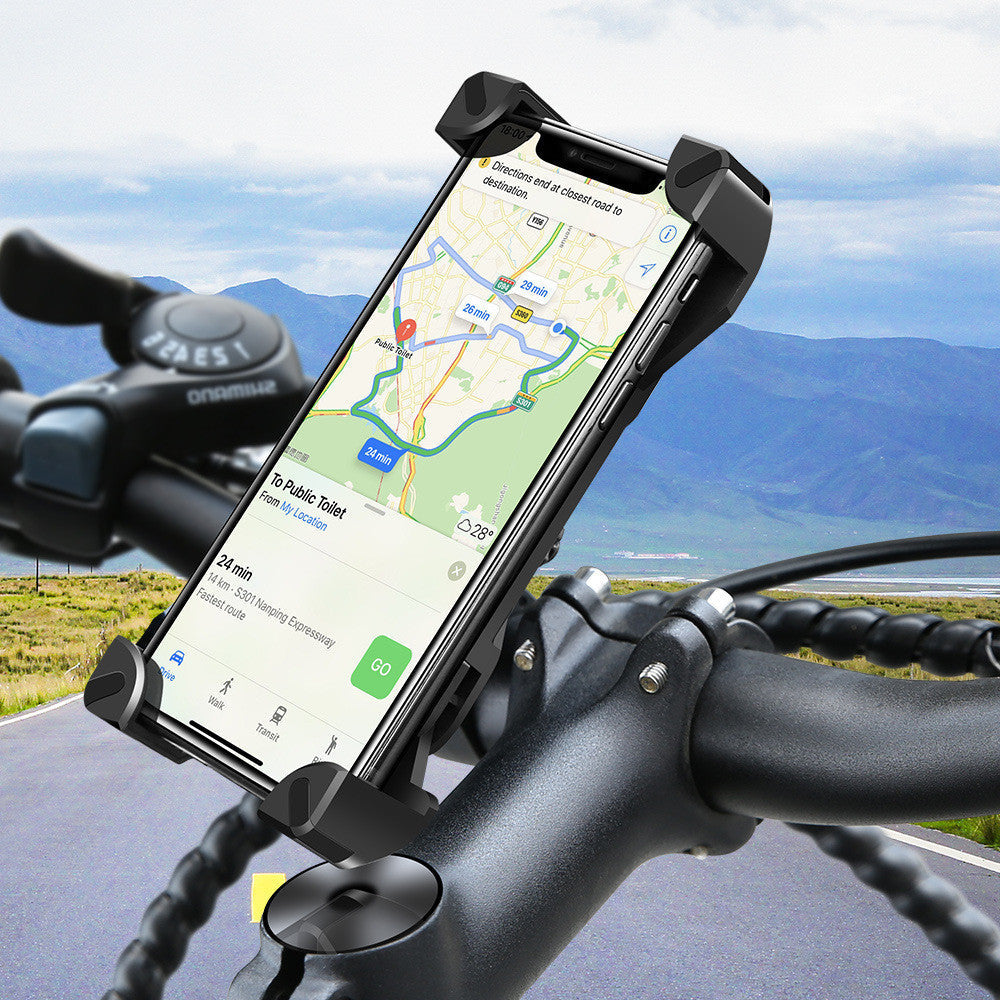 JMT-398922 Bicycle and Motorcycle Phone Holder for Cellphones, Compatible with iPhone and Samsung, Handlebar Clip Stand, GPS Mount Bracket