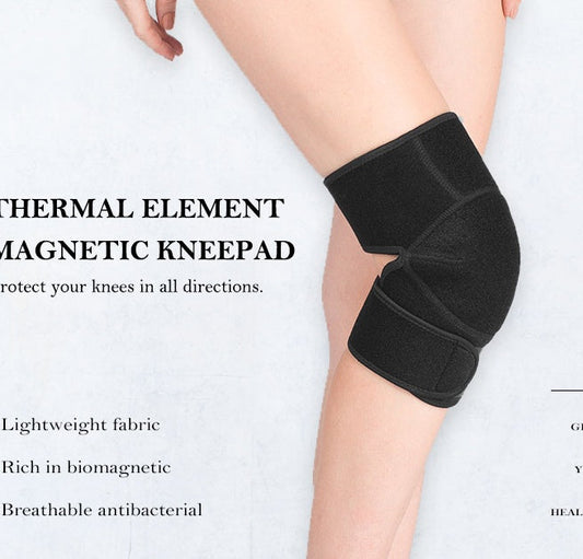 JMT-399306 Magnetic Knee Protector for Running, Cycling, and Card Games - Black Cloth Fabric