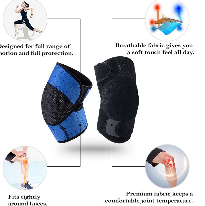 JMT-399306 Magnetic Knee Protector for Running, Cycling, and Card Games - Black Cloth Fabric