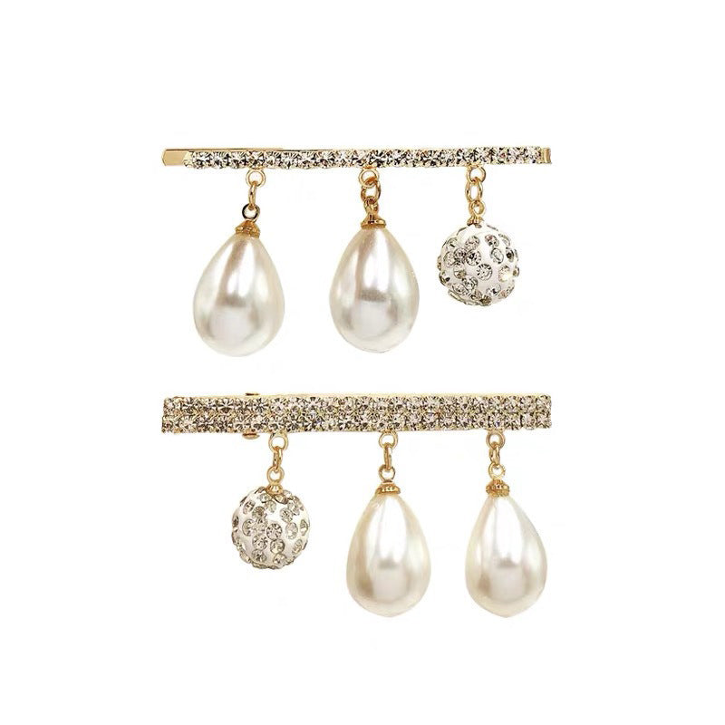 JMT-399434 Korean Pearl Geometry Tassel Hairpin Side Clip for Women
