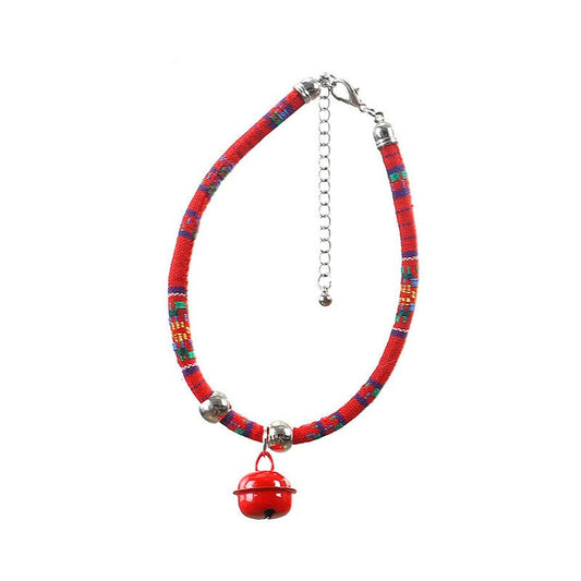 JMT-399562 Ethnic Style Adjustable Pet Collar with Bell for Cats and Dogs
