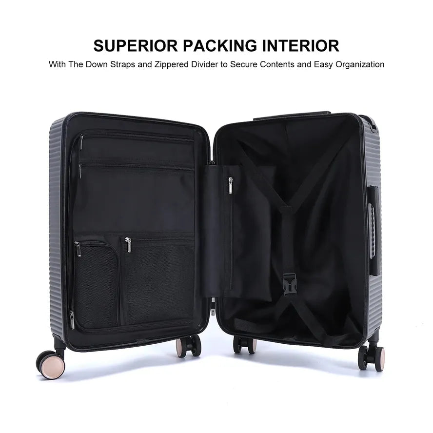 JMT-399626 100% PC Wide Aluminium Trolley Carry-On Suitcase for Travel